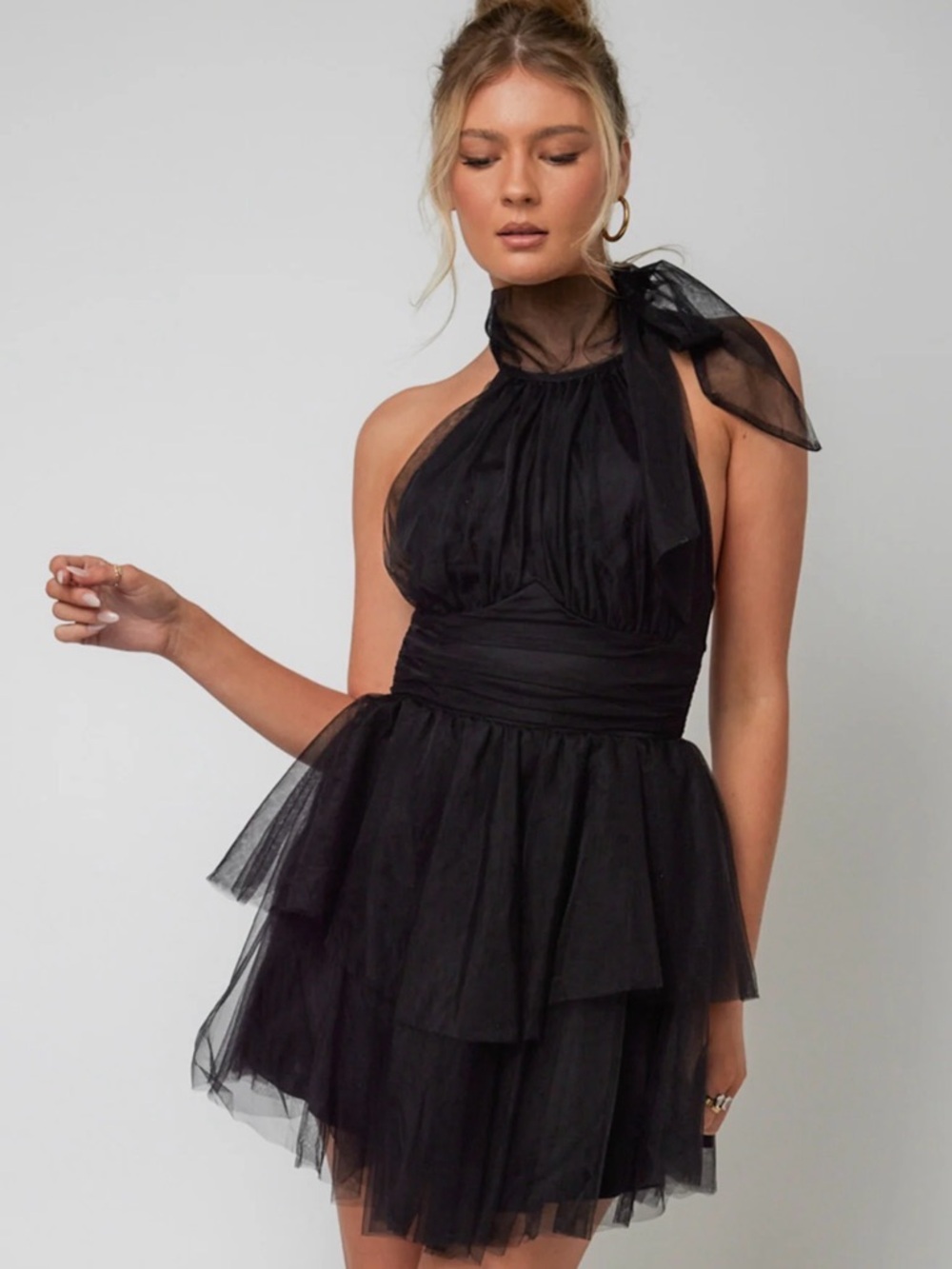ANDREE BY UNIT Black Layered Tulle Party Dress - Picture 2 of 10